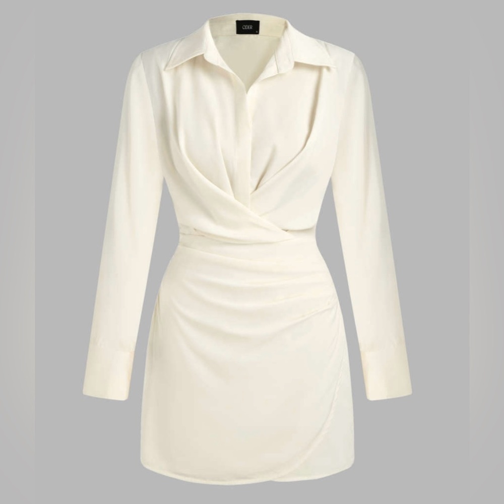 Cider Elegant Cream Long Sleeve Dress - Picture 2 of 14